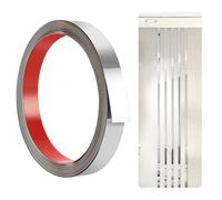 Indrnif Moulures décoratives autocollantes en acier inoxydable 20mmx5m Bandes décoratives argentées Effet miroir Pour toilettes, bord de carrelage, mur, plinthe, sol (argent)