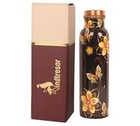 INDTRESOR Bouteille d'eau en cuivre pur, 1040 ml, anti-fuite, base noire