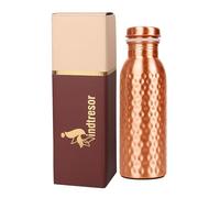 INDTRESOR Bouteille d'eau en cuivre pur Fabriquée à la main Petite taille de 425 ml facile à transporter pour le sport, Finition en cuivre martelé naturel
