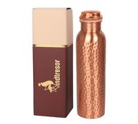INDTRESOR Gourde en cuivre pur - Fabriquée à la main - Bienfaits pour la santé ayurvédiques - Grande 34 oz - Anti-fuite, Facile à transporter pour le sport, le fitness, le yoga, l'école - Finition