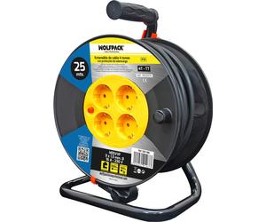 Industriel extensible 4 prises 25 mètres 3 x 1,5 mm. avec protection contre les surcharges