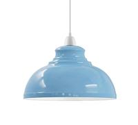 Industriel Pendentif Plafonnier Abat-jour, Rétro Cuisine Pendentif Plafonniers Vintage Métal Loft Bar Suspendu Éclairage Rustique Suspension Abat-jour (Bleu courbé)