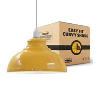 Industriel Pendentif Plafonnier Abat-jour, Rétro Cuisine Pendentif Plafonniers Vintage Métal Loft Bar Suspendu Éclairage Rustique Suspension Abat-jour (Jaune courbé)