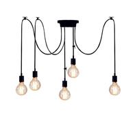 Industriel Suspension Luminaire Rétro Plafonnier Noir E27 Vintage Éclairage de Plafond Métal Araignée Lustre lampes suspendues à plusieurs têtes DIY Pour Restaurant Salon Chambre Cuisine Bar (5 têtes)