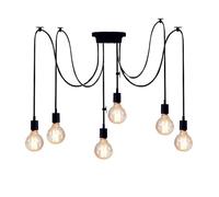 Industriel Suspension Luminaire Rétro Plafonnier Noir E27 Vintage Éclairage de Plafond Métal Araignée Lustre lampes suspendues à plusieurs têtes DIY Pour Restaurant Salon Chambre Cuisine Bar (6 têtes)