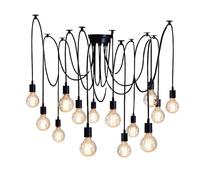 Industriel Suspension Luminaire Rétro Plafonnier Noir E27 Vintage Éclairage de Plafond Métal Araignée Lustre lampes suspendues DIY Eclairage Pour Restaurant Salon Chambre Cuisine (14 têtes)