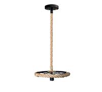 Industriel Vintage en Ficelle pour loft, Roue en Fer à Vent Industriel, Lampe Suspendue E26/E27 rétro en Corde de Chanvre, éclairage de Plafond en Ficelle pour Salle à Manger, Salon, Chambre à