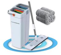 Industry Balai Serpillère Professionnel avec Seau Essoreur Double Bac, Tête XL Rotative 360°, Microfibres Lavables pour SERPILLERE