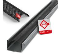 INEFA 10x Grille anti-feuilles 68mm x 2m Noir plastique | Protection anti-feuilles pour gouttières, grille en polyéthylène, protection de gouttière