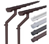 INEFA 2x Kit gouttière plastique, demi-ronde 100mm, 6m Marron foncé | Gouttière et descente pluviale pour 2 pans de toit en PVC-U, abri de jardin et carport, accessoires inclus