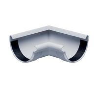 INEFA Coude de gouttière 90 degrés, demi-rond 100mm Gris PVC | Angle intérieur en plastique avec bourrelet intérieur, pièce de raccordement accessoire de gouttière, montage facile