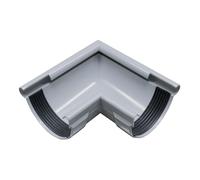 INEFA Coude de gouttière 90 degrés, demi-rond 125mm Gris PVC | Angle extérieur avec bourrelet extérieur, pièce de raccordement accessoire de gouttière, Made in Germany