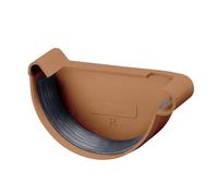 INEFA Embout de gouttière demi-ronde, droite 125mm Marron PVC | Fond de gouttière à serrer, étanchéité sans soudure, en plastique résistant aux UV, pour système de drainage.
