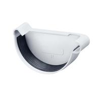 INEFA Embout de gouttière demi-ronde, droite 150mm Blanc PVC | Fond de gouttière demi-rond à clipser, étanchéité sans soudure, en PVC résistant aux UV, pour système de drainage