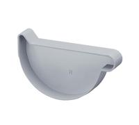 INEFA Embout de gouttière demi-ronde, droite 180mm Gris PVC | Fond de gouttière à clipser, étanchéité sans soudure, plastique résistant aux UV, pour système de gouttière droite