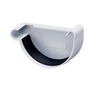 INEFA Embout de gouttière demi-ronde, gauche 100mm Gris PVC | Fond de gouttière demi-rond à clipser, étanchéité sans soudure pour système PVC, résistant aux UV.