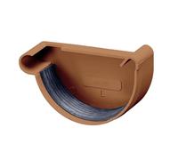 INEFA Embout de gouttière demi-ronde, gauche 100mm Marron PVC | Fond de gouttière à clipser, étanchéité sans soudure, en plastique résistant aux UV, pour système de drainage
