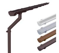 INEFA Kit gouttière plastique, demi-ronde 6m, 125mm Marron foncé | Kit de gouttière PVC-U avec descente pluviale et accessoires pour 1 pan de toit, abri de jardin et carport