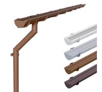 INEFA Kit gouttière plastique, demi-ronde 6m, 125mm Marron | Kit de gouttière PVC-U avec descente pluviale et accessoires pour 1 pan de toit, abri de jardin et carport