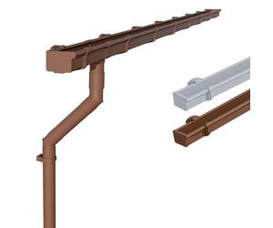 INEFA Kit gouttière plastique, rectangulaire 4m x 83mm Marron | Gouttière et descente pluviale en PVC-U pour un pan de toit, abri de jardin, carport, terrasse et pavillon