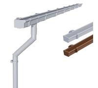 INEFA Kit gouttière plastique, rectangulaire 8m x 83mm Gris | Gouttière et descente pluviale en PVC-U pour un pan de toit, abri de jardin, carport, terrasse et pavillon