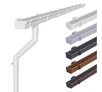 INEFA Lot de 2 gouttières PVC NW68 / 68 mm - gouttière carrée 3 m blanche - kit gouttière avec descente PVC-U pour abri de jardin - 2 côtés de toit