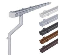 INEFA lot de 2 gouttières PVC NW68 / 68 mm - gouttière carrée 3 m gris - kit gouttière avec descente PVC-U pour abri de jardin - 2 côtés de toit