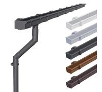 INEFA Lot de 2 gouttières PVC NW68 / 68 mm - gouttière carrée 4 m anthracite - kit gouttière avec descente PVC-U pour abri de jardin - 2 côtés de toit