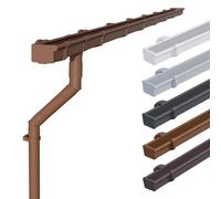 INEFA Lot de 2 gouttières PVC NW68 / 68 mm - gouttière carrée 4 m marron - kit gouttière avec descente PVC-U pour abri de jardin - 2 côtés de toit