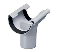 INEFA Manchon d'écoulement demi-rond 100mm/75mm Gris PVC | Manchon à suspendre en plastique accessoire de gouttière, montage par emboîtement facile, Made in Germany
