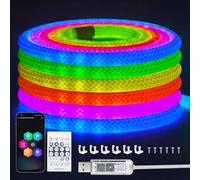 iNextStation 3M Ruban LED RGB, 5V USB Neon Bande LED 360 Degrés Smart IC | IP67 Etanche Couleur Bandeau avec Sync Musicale Minuterie Télécommande Contrôle APP pour Cuisine Chambre Vitrine Pâques Déco