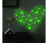 INF 2 feuilles d'autocollants coeur brillant dans le noir, autocollants muraux lumineux, autocollants muraux de jeu pour chambres d'enfants, autocollants phosphorescents