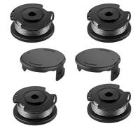INF Bobine de fil de rechange et kit de couverture compatible avec débroussailleuse Bosch - 4 bobines + 2 couvercles, ABS + nylon, 7,5 cm x 7,5 cm x 3,1 cm, noir