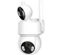 INF Caméra de sécurité PTZ extérieure 2MP double objectif, vision nocturne couleur, audio bidirectionnel