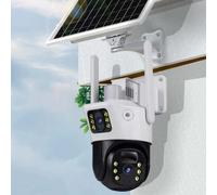 INF Caméra de Sécurité WiFi Solaire Double Objectif 8MP Extérieure Blanc