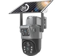INF Caméra de Sécurité WiFi Solaire Double Objectif 8MP Extérieure Le noir