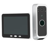 INF Carillon vidéo sans fil - Blanc, écran 5inch IPS, caméra 2MP, détection PIR, batterie 5000mAh, compatible avec Tuya Smart