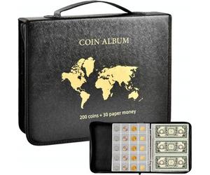 INF Ensemble d'albums de collection de pièces de monnaie - Noir