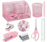 INF Ensemble de Bureau Rose - Agrafeuse, Dégrafeuse, Distributeur, Accessoires