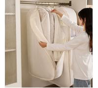 INF Housse de protection en satin pour vêtements, sac de rangement suspendu pour manteaux et robes longs Beige Très grand