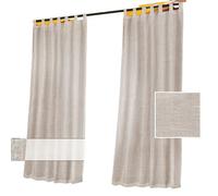 INF Lot de 2 Rideaux d'Extérieur Aspect Lin avec Pattes - Filtrage de Lumière & Protection Intimité L