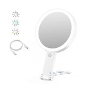 INF Miroir de maquillage éclairé à LED avec support ours - Grossissement 30x - Portable et rechargeable