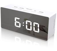 INF Réveil LED numérique avec verre miroir / blanc, horloge de table au design moderne avec chiffres LED