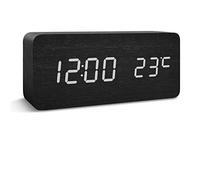 INF Réveil numérique à LED avec Connexion de Chargement USB, Affichage à Grands Chiffres, luminosité réglable, réveil, Calendrier, Horloge de Table - Noir