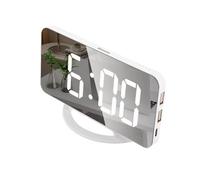 INF Réveil numérique avec verre miroir / blanc, horloge de table au design moderne avec chiffres LED