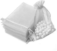 INF Sacs cadeaux en organza gris, 25 pièces, 7 x 9 cm, avec cordon de serrage, transparents, à bijoux, en tissu