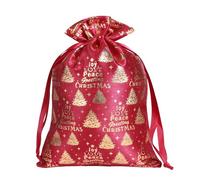 INF Sacs de Noël en Coton avec Cordon 20x30cm (Lot de 2) - Pochettes Cadeaux Festives Estampées Or