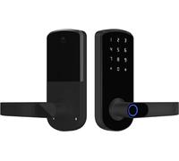 INF Serrure de porte intelligente Tuya - Entrée biométrique sans luetooth TTLock pour maison, appartement, hôtel, école Le noir