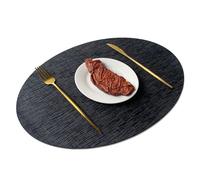 Set De 6 Sets De Table En Cuir Pu Texturé Métallique - Oval Noir Et Or, Compatible Avec Usage Hôtelier Et Domestique Oval