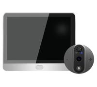INF Sonnette judas intelligente - Sonnette vidéo WiFi 3MP avec écran IPS 4.3-inch, vision nocturne, détection PIR, batterie 5000mAh, compatible avec Tuya Smart
